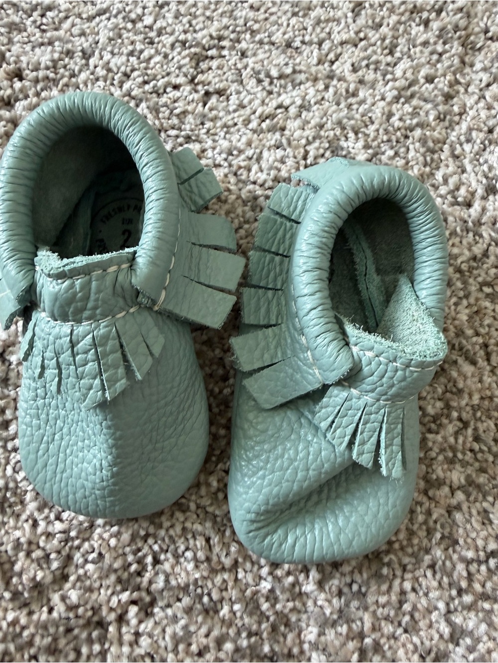 Freshly Picked Mint Green Fringe Moccasins